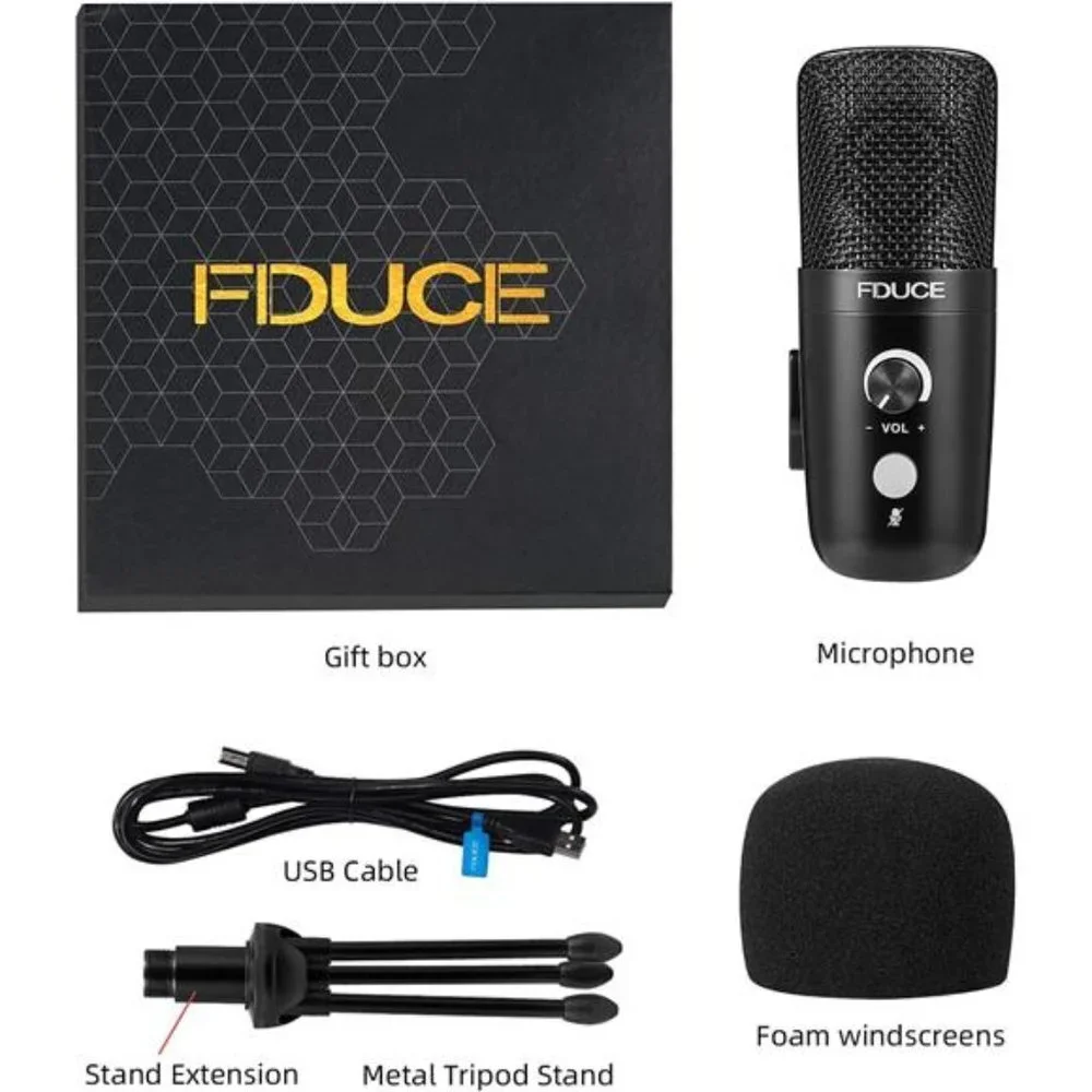 USB Plug&Play Computer Microphone, Professional Studio PC Mic with Tripod